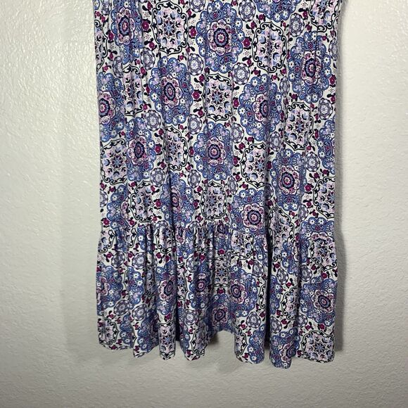 LOFT NWT $69 Pattern Ruffle Short Sleeve Skater Dress Size Small Womens - Picture 4 of 10